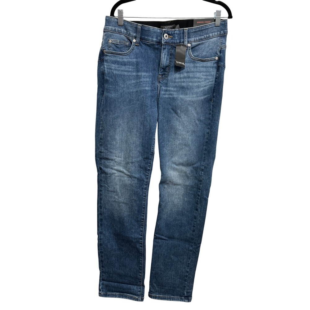 Torrid Bombshell Straight Jeans Womens 14R Blue High Rise Premium Stretch Denim